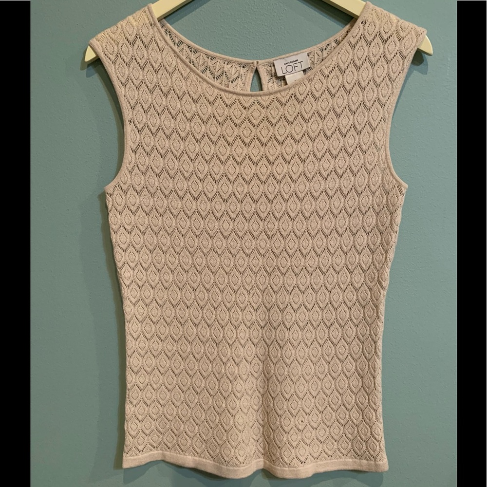 Ann Taylor Loft Top Sleeveless Ivory Medium